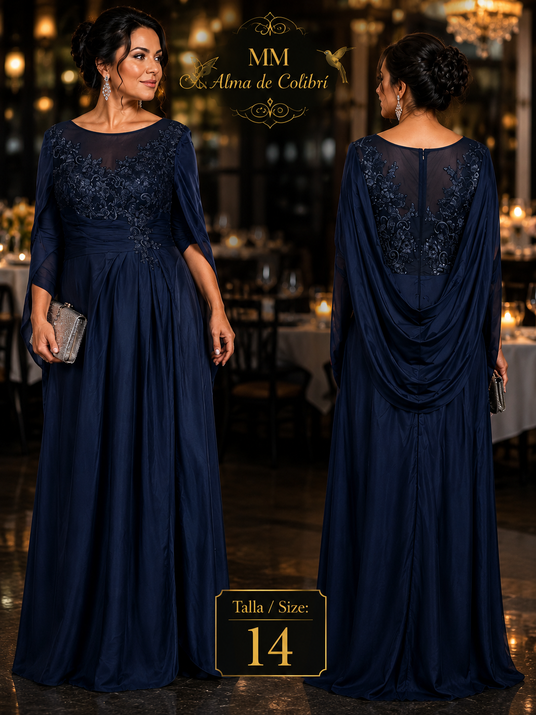 Elegant Navy Blue Gown