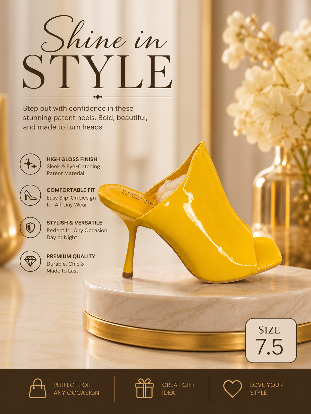 Golden Glow Slide Heels